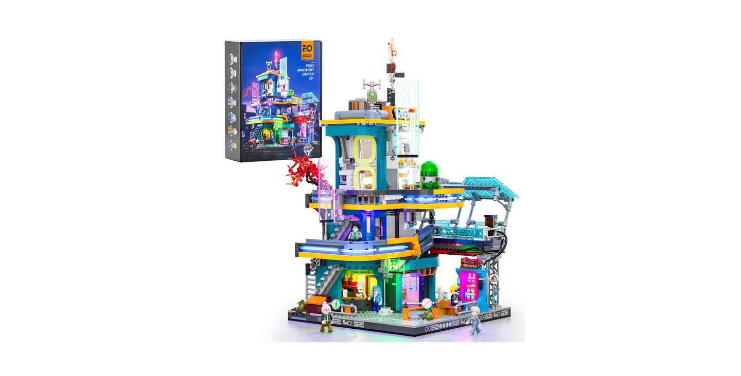 Детский конструктор Lumibricks Cyberpunk Light-Up Two-Story Oasis Apartments 2524-Piece Building Set, Ages 18+ — фото 1