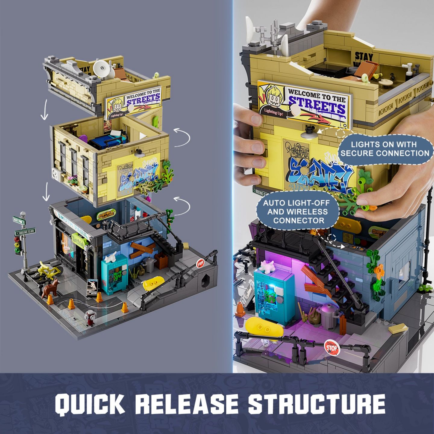 Детский конструктор Lumibricks Street Fusion Skate Shop LED Lighting 1573-Piece Building Set, Ages 16+ — фото 5