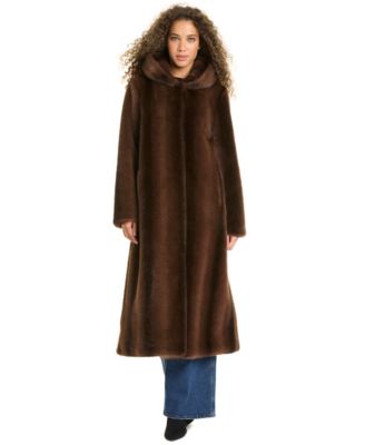 Women's Maxi Hooded Faux Fur Coat