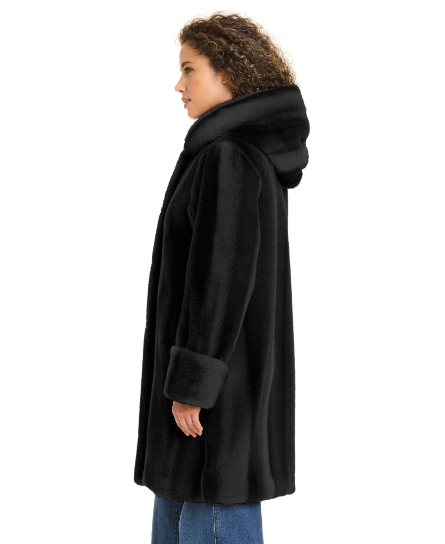 Women's Hooded Faux Fur Coat, Created for Macy's