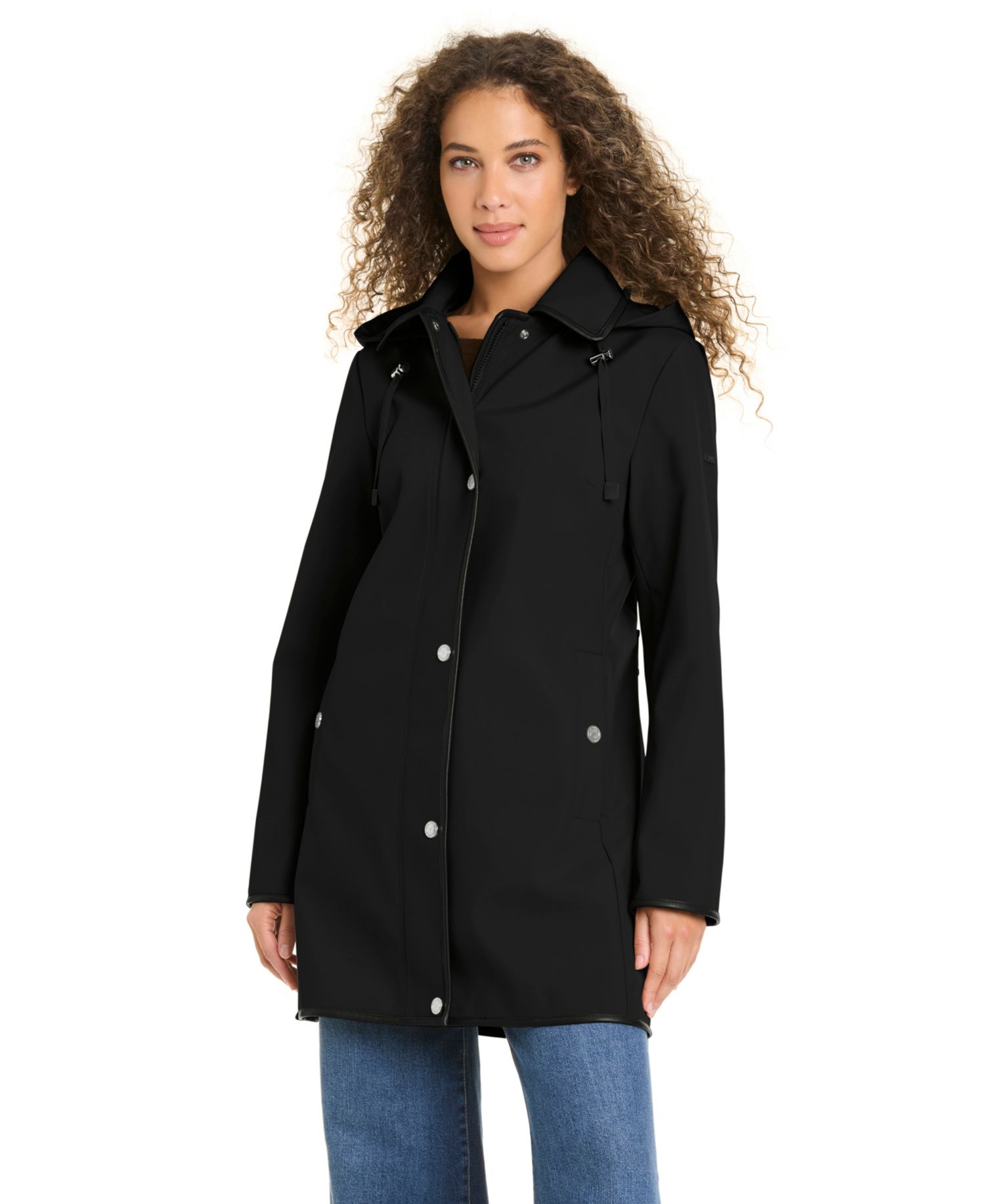 Women's Zip-Up Buttoned Softshell Coat