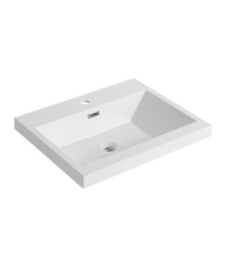 Modern Resin Bathroom Sink Top, Rectangular Above Counter Basin, Durable Easy Clean Vanity Sink, Multiple Sizes for Contemporary Spaces
