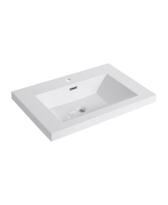 Modern Resin Bathroom Sink Top, Rectangular Above Counter Basin, Durable Easy Clean Vanity Sink, Multiple Sizes for Contemporary Spaces