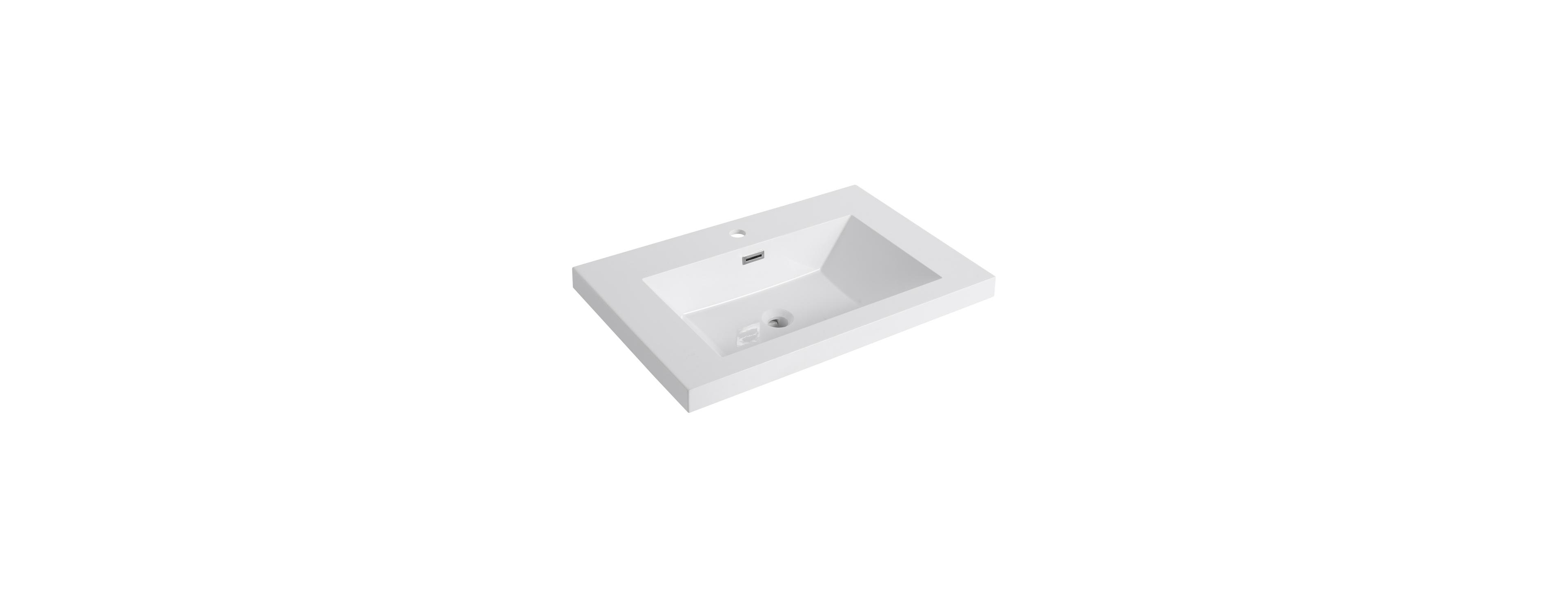 Sillysis Modern Resin Bathroom Sink Top, Rectangular Above Counter Basin, Durable Easy Clean Vanity Sink