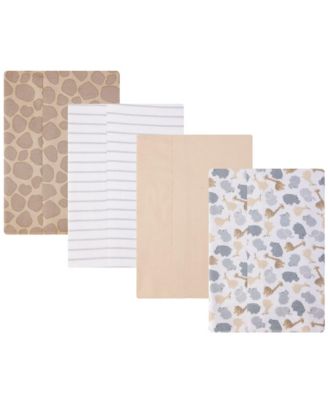 Hudson Baby Infant Cotton Poly Flannel Burp Cloths, Safari Friends 4-Pack - Safari friends 4-pack