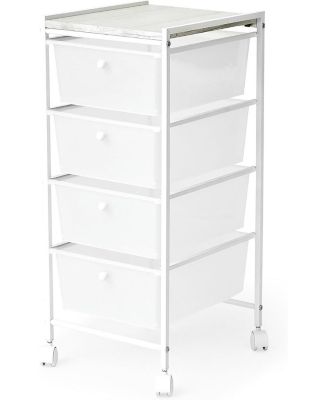 Suprima Storage Carts - 4 Drawer Woodtop Shelf