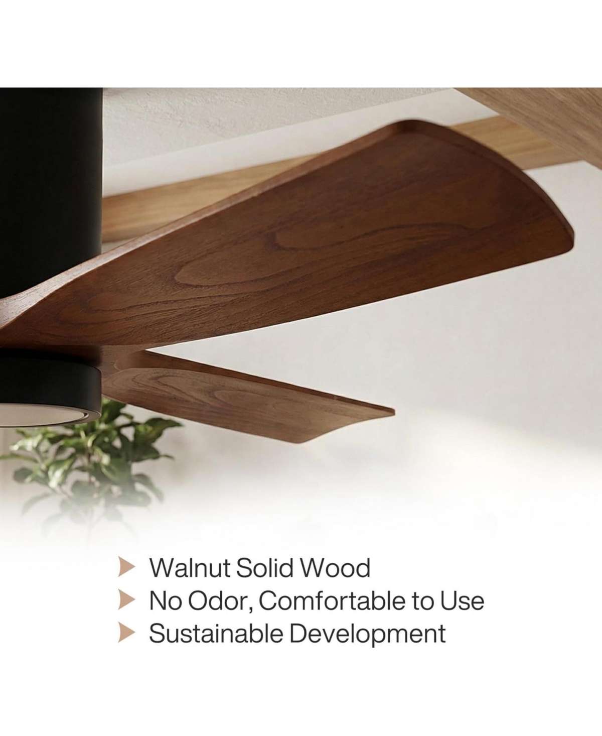 Tribesigns 52 inch Ceiling Fans with Lights, Low Profile Ceiling Fan with Remote Control, 3 Solid Wood Blades, Reversible, 3CCT, Dimmable