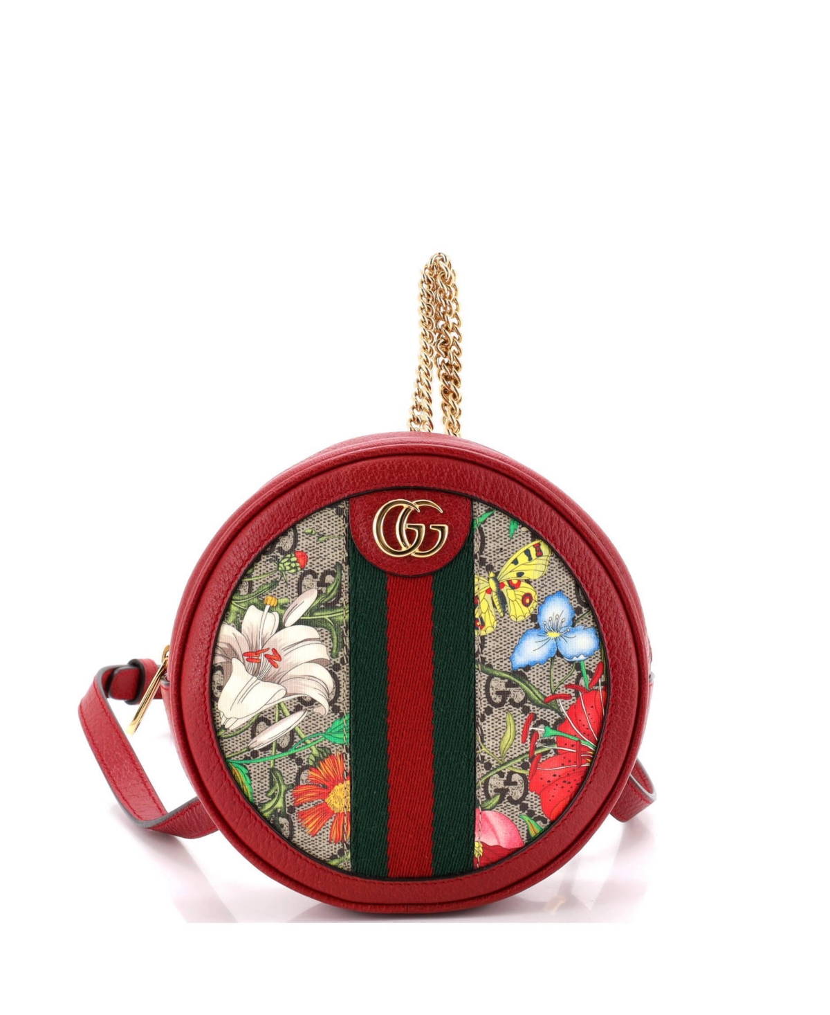 Pre-Owned Gucci Mini Ophidia Round Backpack Flora Gg Coated Canvas - Brown