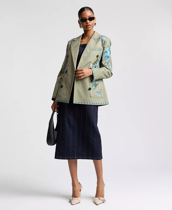 Women's Embroidered Double-Breasted Blazer - thumbnail 2