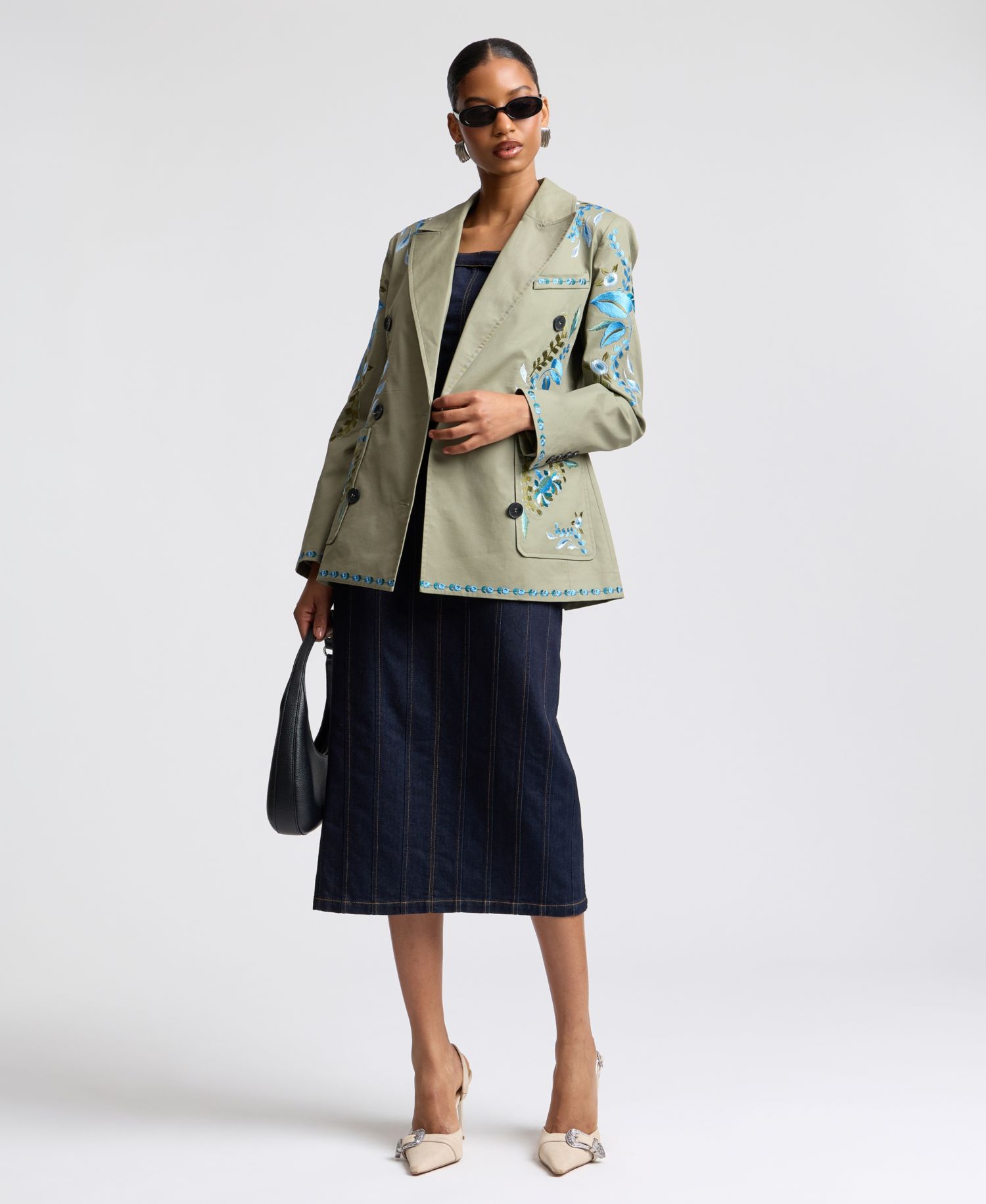 Women's Embroidered Double-Breasted Blazer
