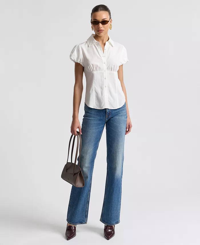 Women's Fitted Puff-Sleeve Top - thumbnail 2