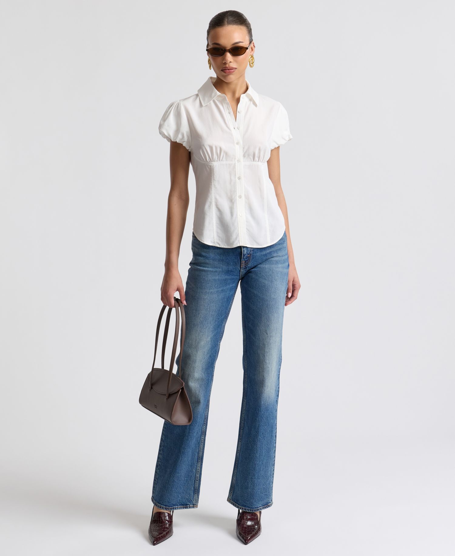 Women's Fitted Puff-Sleeve Top