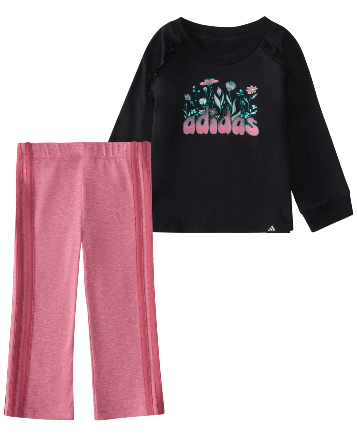 adidas Baby Girls' Long-Sleeve Top and Pants, 2-Piece Set
