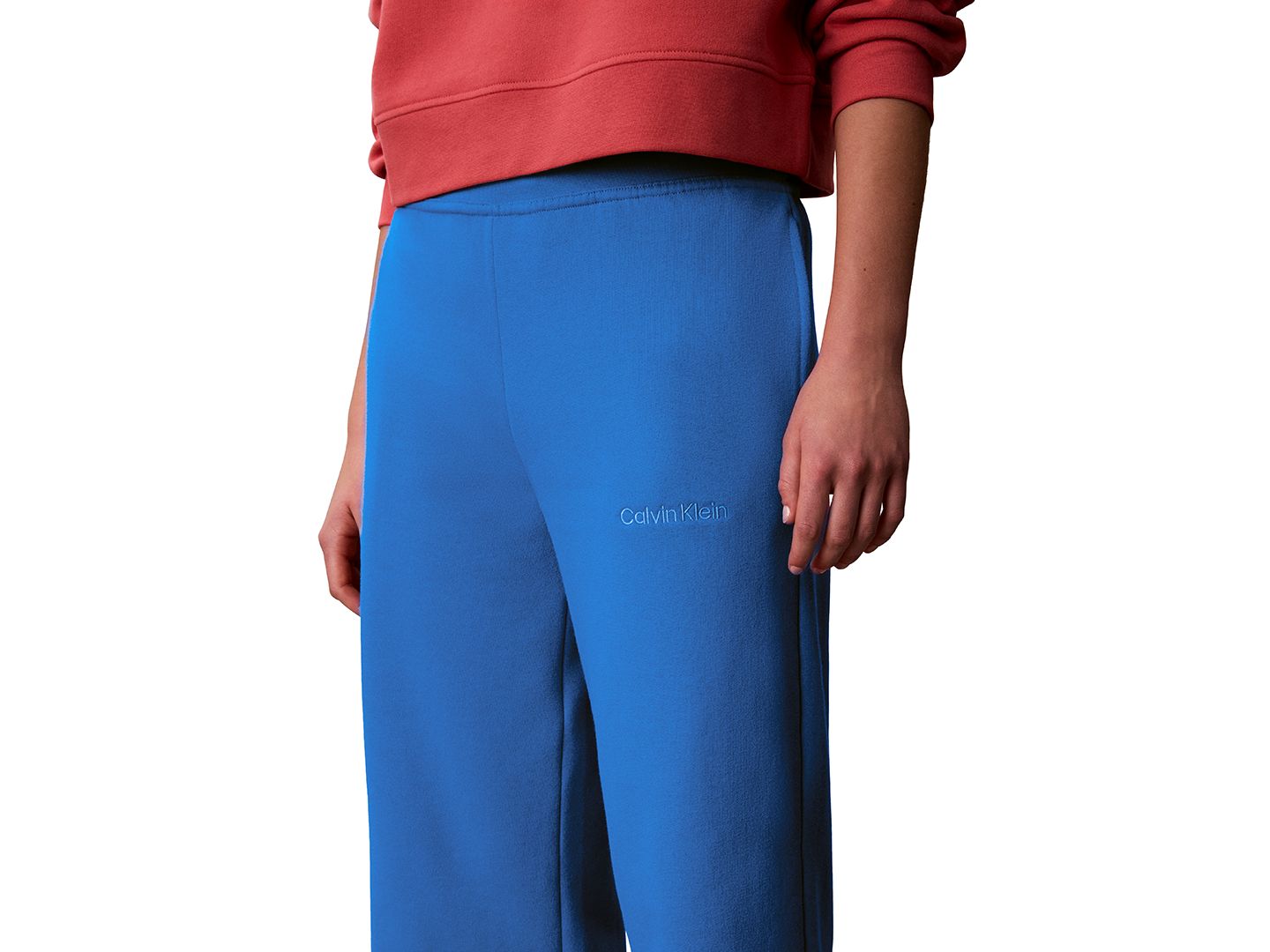 Женские брюки Calvin Klein Performance Cropped Wide-Leg Sweatpants, цвет: Океанский — фото 4