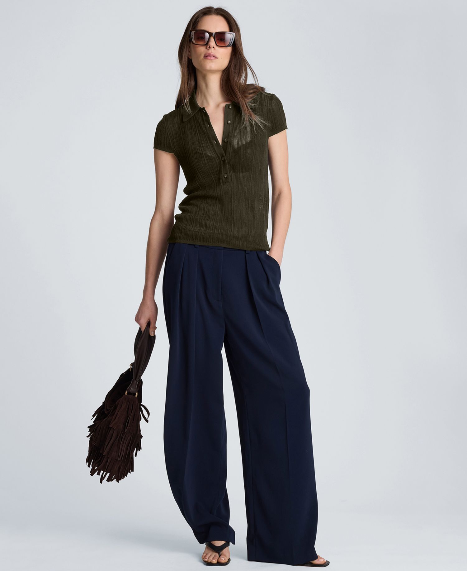 Women's Short-Sleeve Polo Sweater Top