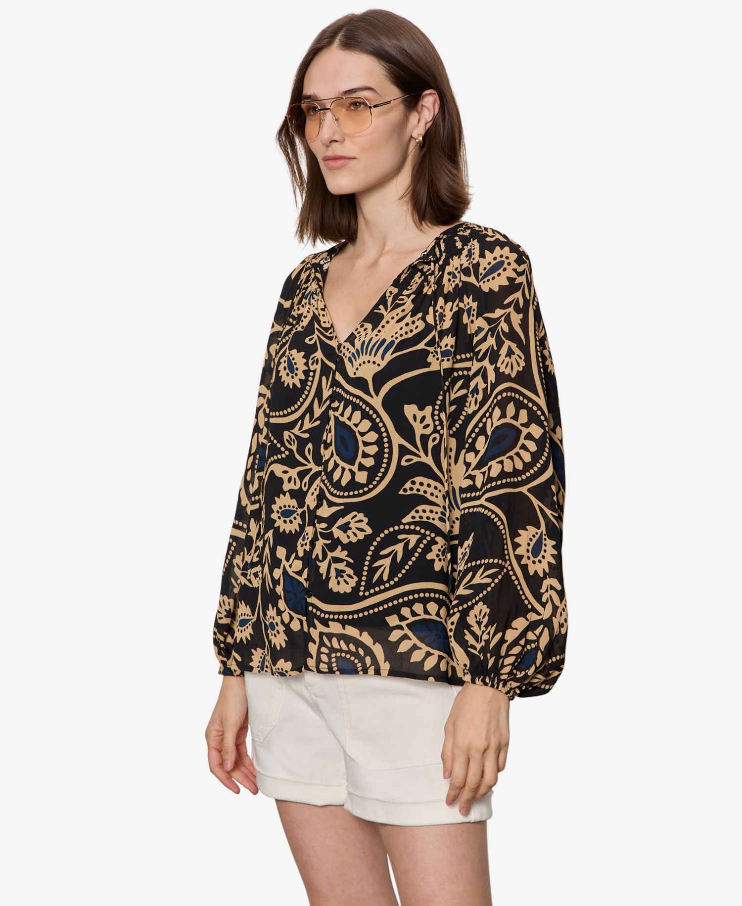 Women's Printed Split Neck Blouse