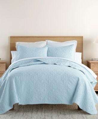 Ultra Soft Damask Pattern Lightweight Quilted Coverlet Set, Twin