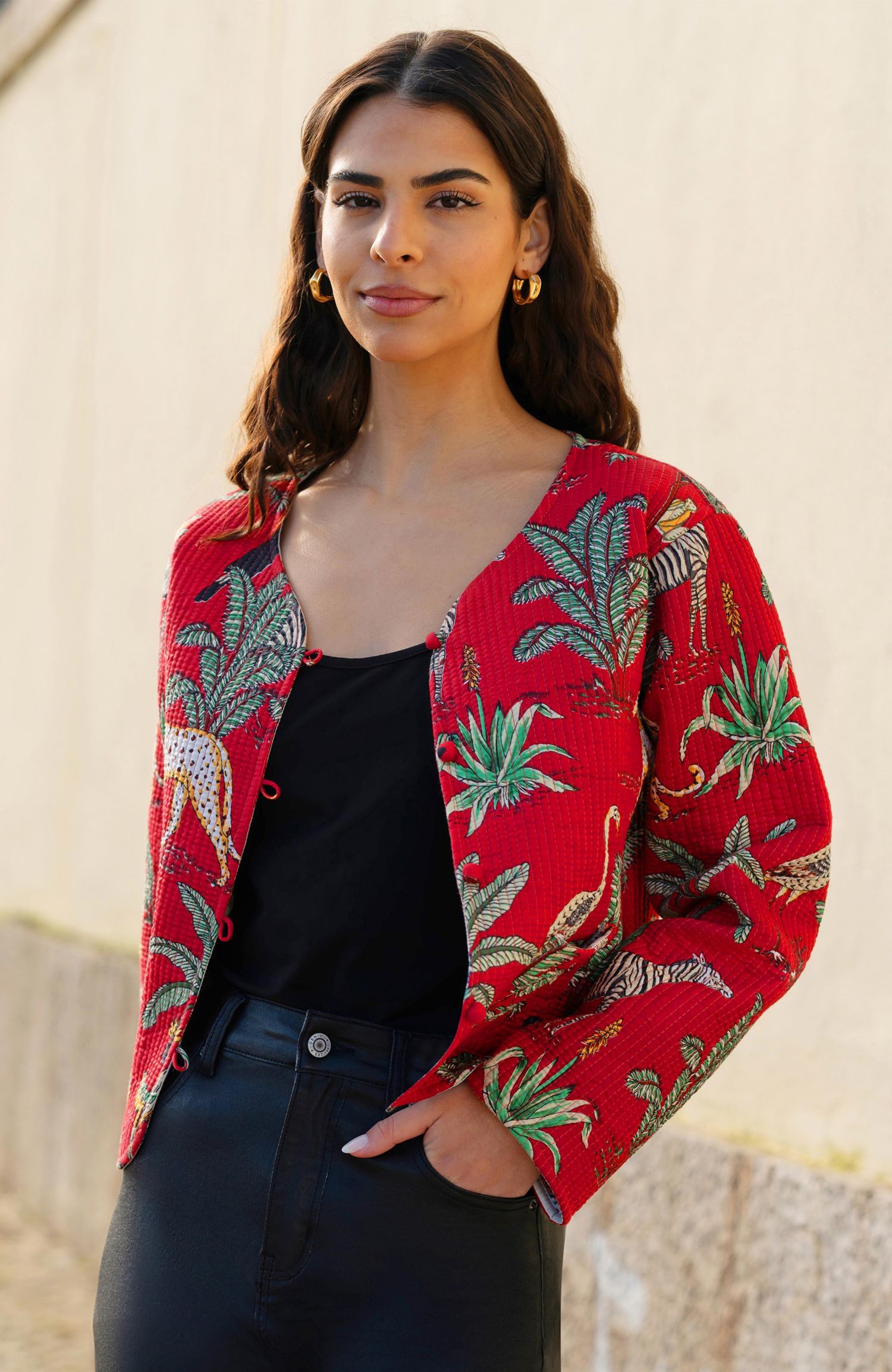 Women's Animal Reversible Cropped Quilted Jacket