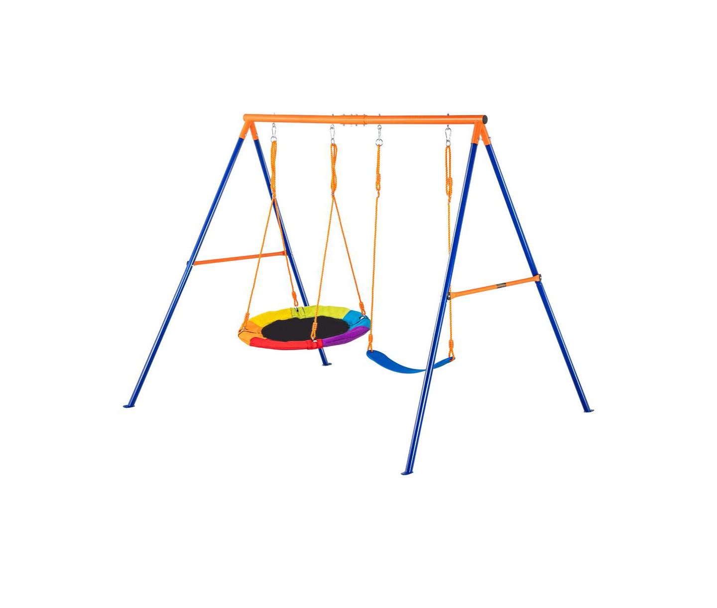 Детские игрушки SUGIFT Backyard A-Frame Swing Set with Saucer and Belt Seats 440 lb Capacity, цвет: Синий — фото 1
