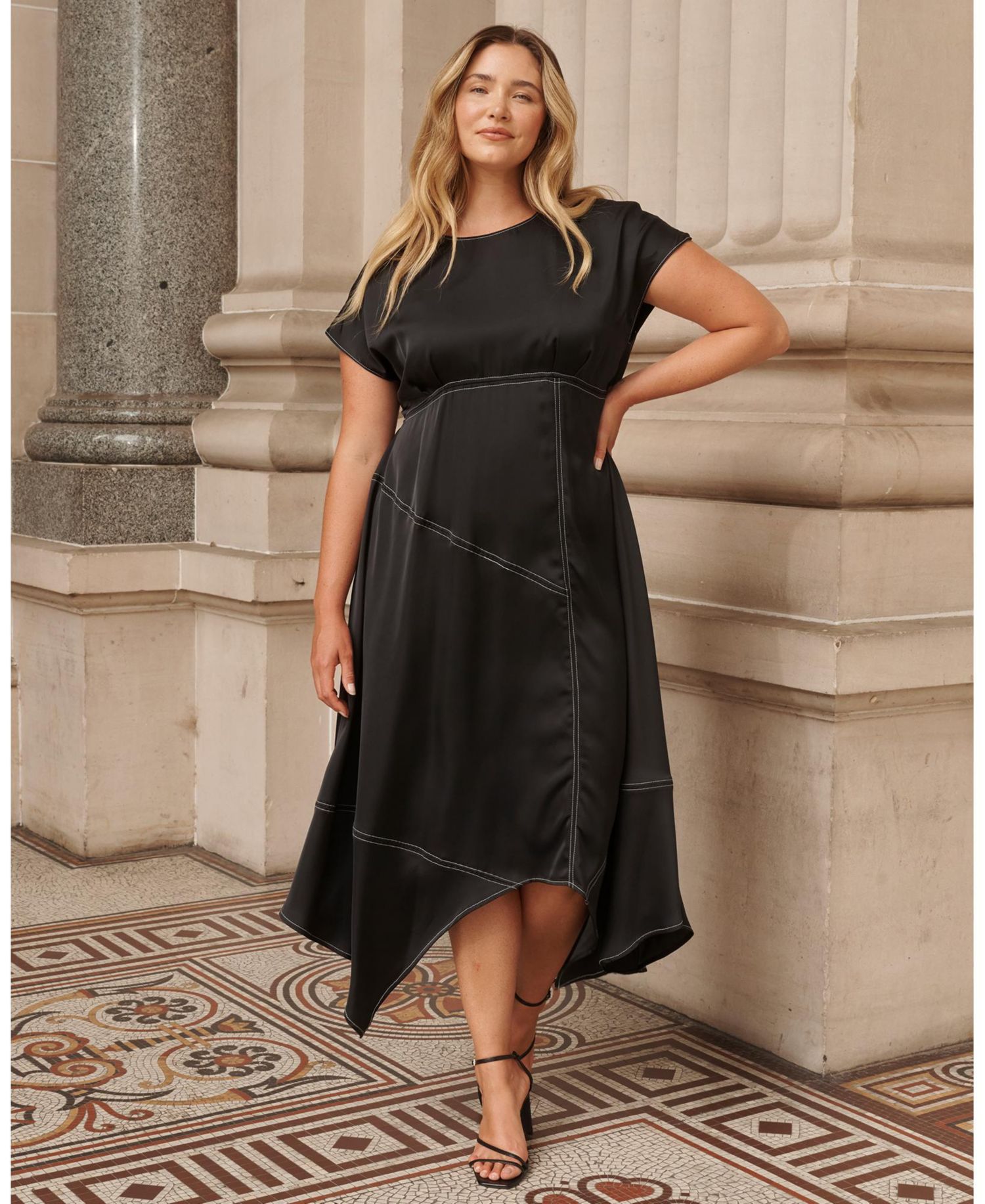 Women's Josephine Contrast Stitch Handkerchief Midi Dress