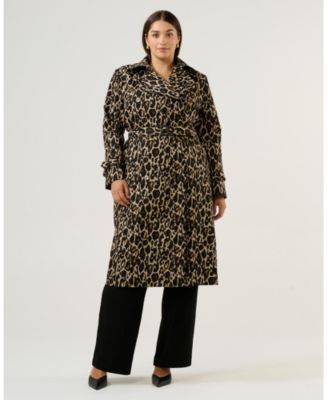 Women's Shari Leopard Double Breasted Full-Length Trench