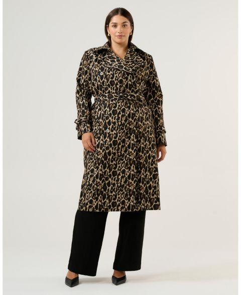 Женское пальто ESTELLE Shari Leopard Double Breasted Full-Length Trench, цвет: Леопардовый