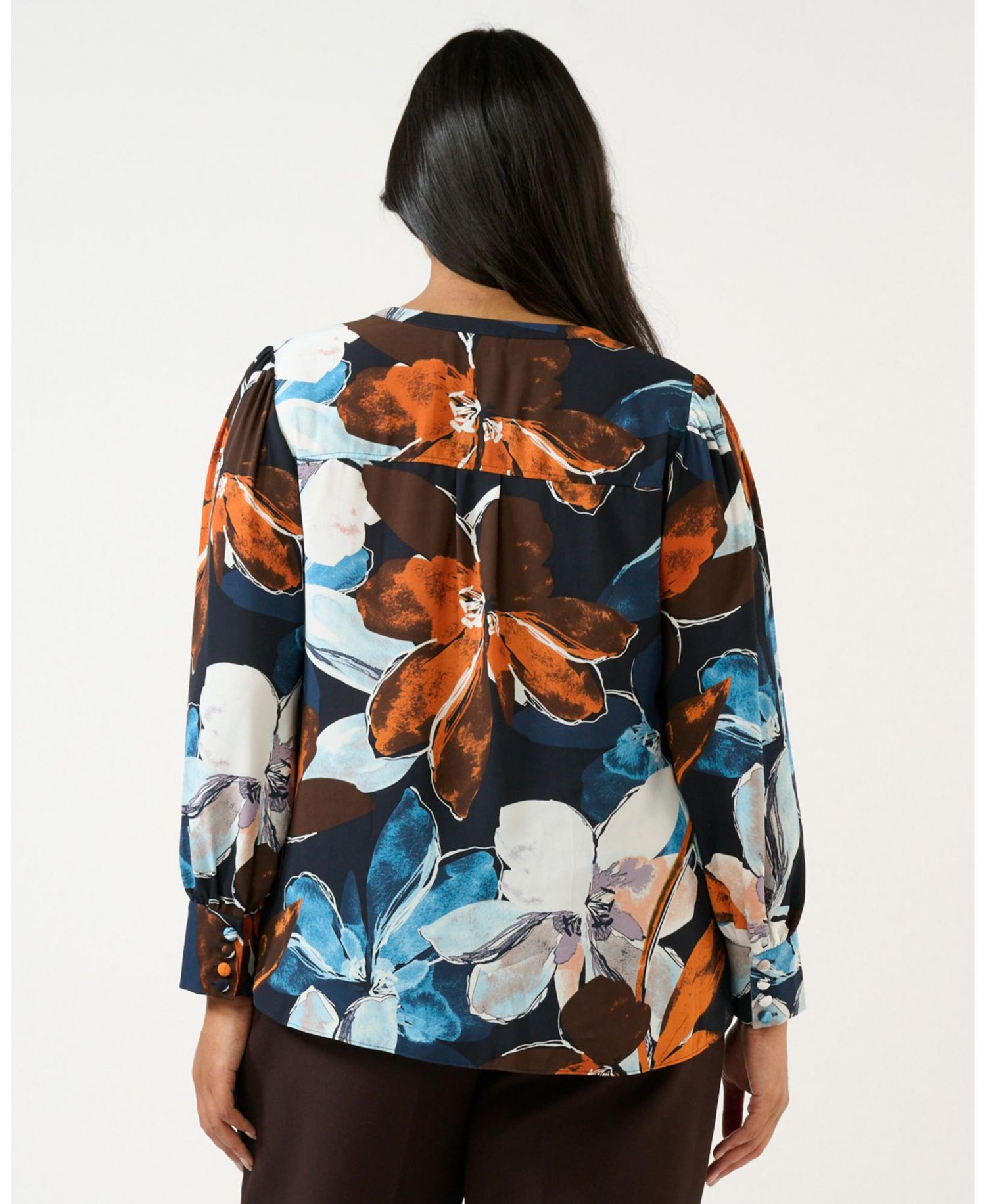 Plus size Annette Floral Print Long Sleeve Shirt