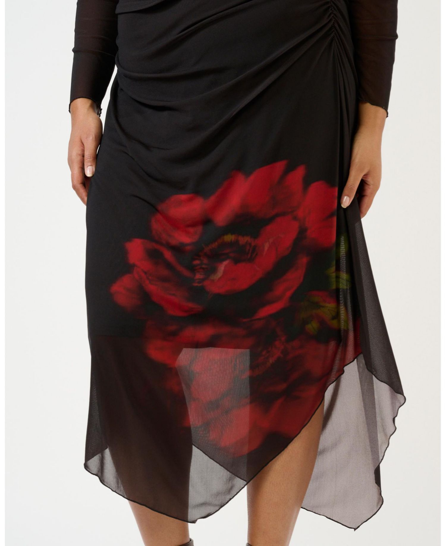 Women's Raya Asymmetrical Long Sleeve Mesh Dress