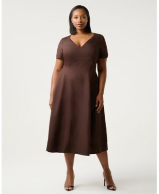 Women's Akira Linen Blend V-Neck Midi Dress