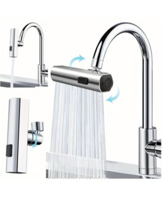 360 Degree Swivel Touch Controlled Waterfall Faucet 3 in 1 Large Kitchen Sink Extender Modern Contemporary Zinc Alloy Faucet with Chrome Finish