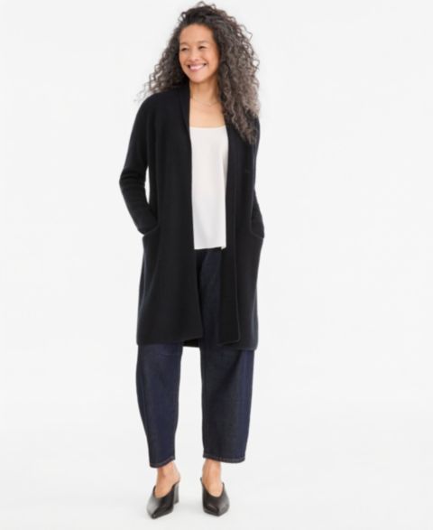 Женский кардиган Charter Club 100% Cashmere Fylaway Duster Shawl-Collar, цвет: Чёрный