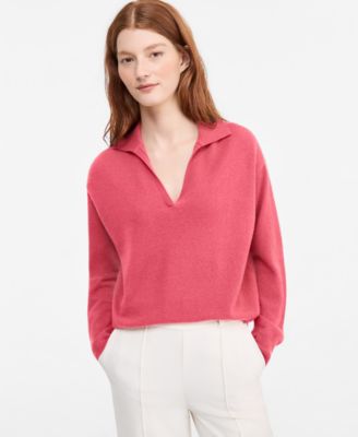 Women's Johnny-Collar Cashmere Long-Sleeve Sweater