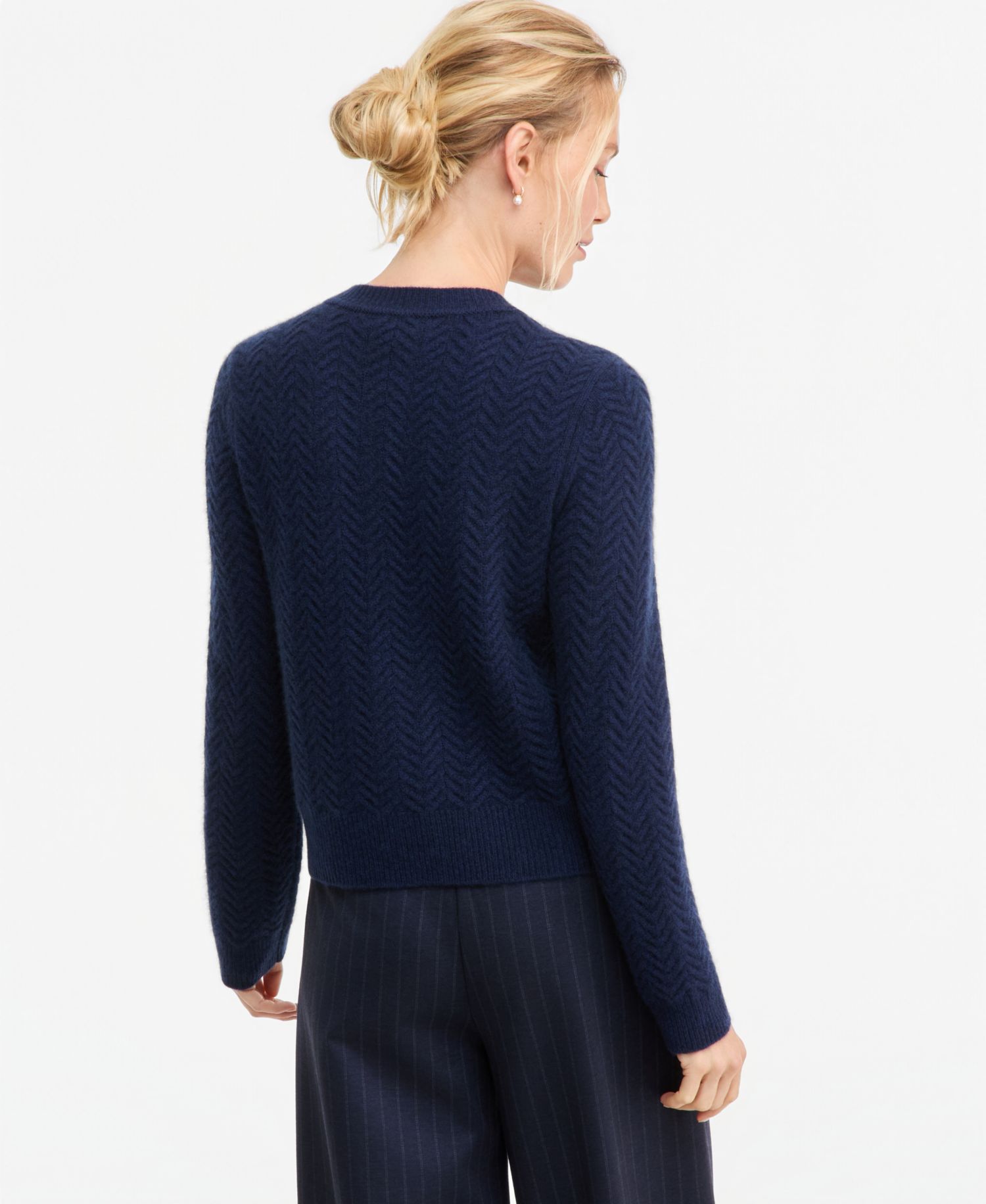 Women's 100% Cashmere Herringbone Cardigan