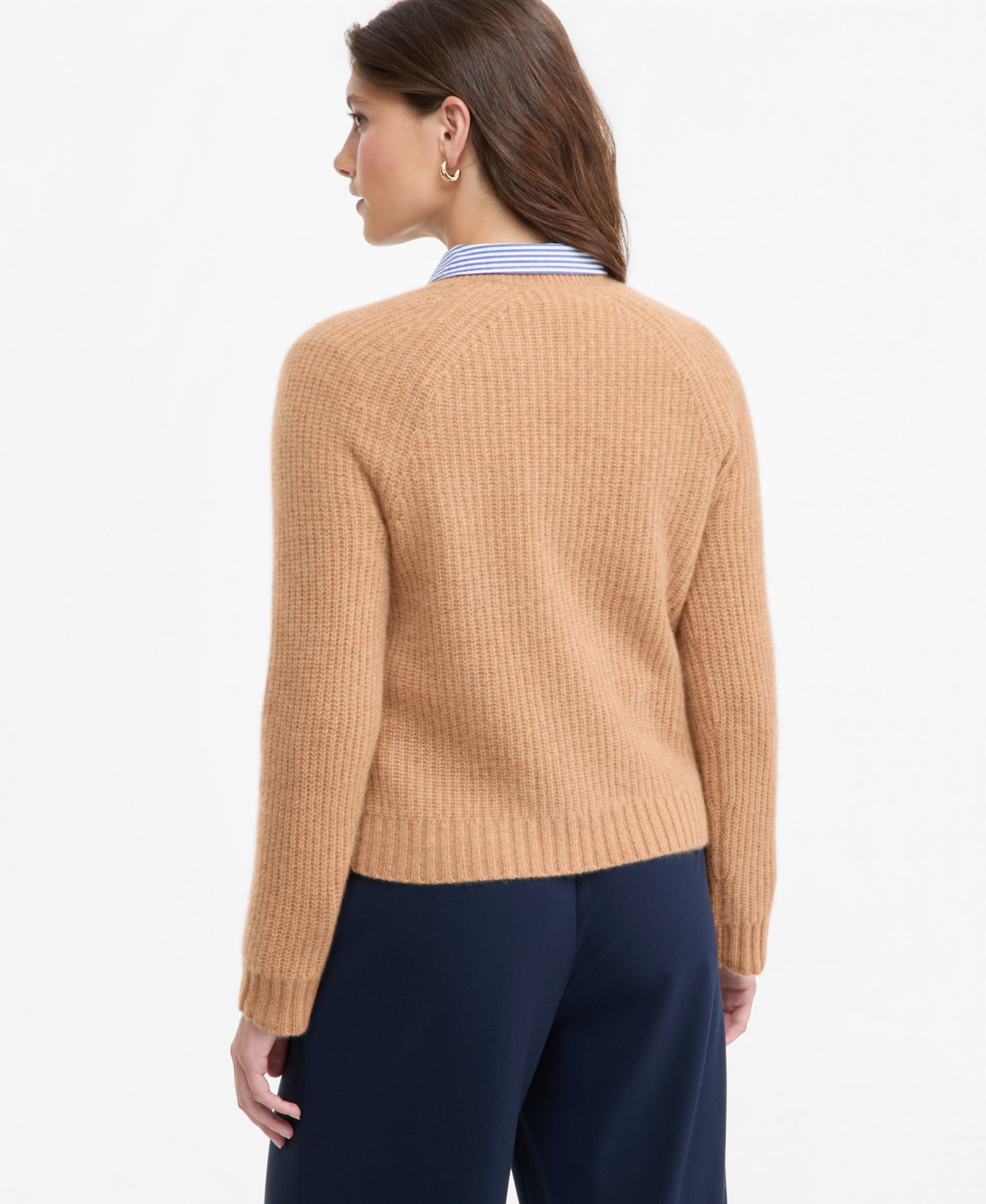 Plus Size 100% Cashmere Shaker Stitch Crewneck Sweater