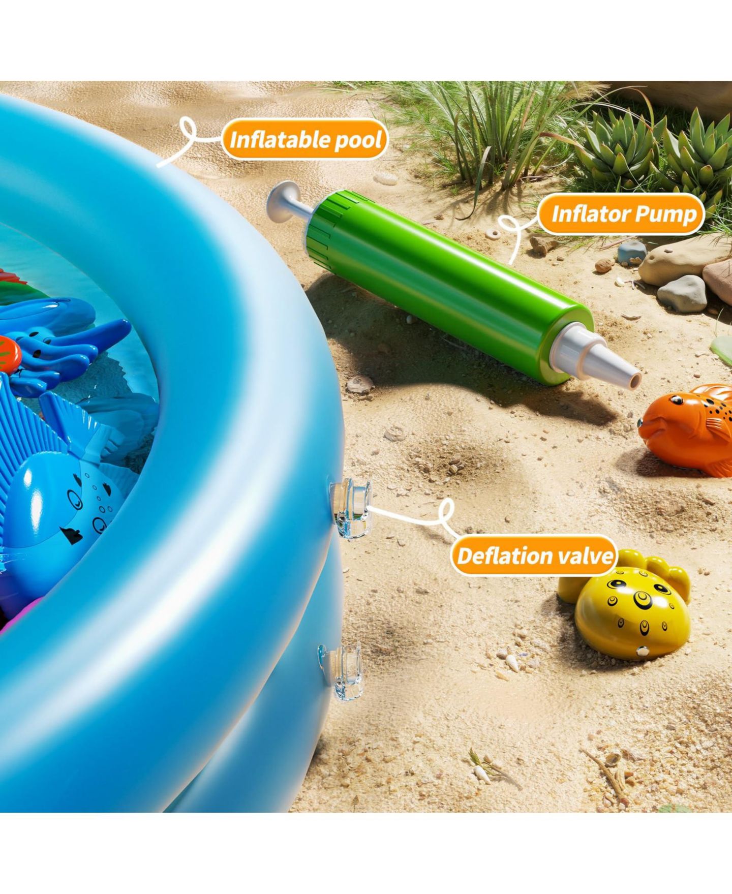 Детские игрушки GNUADZ Inflatable Pool Magnetic Fishing Game Set for 2-4 Players, Ages 3-8, цвет: Разноцветный — фото 3