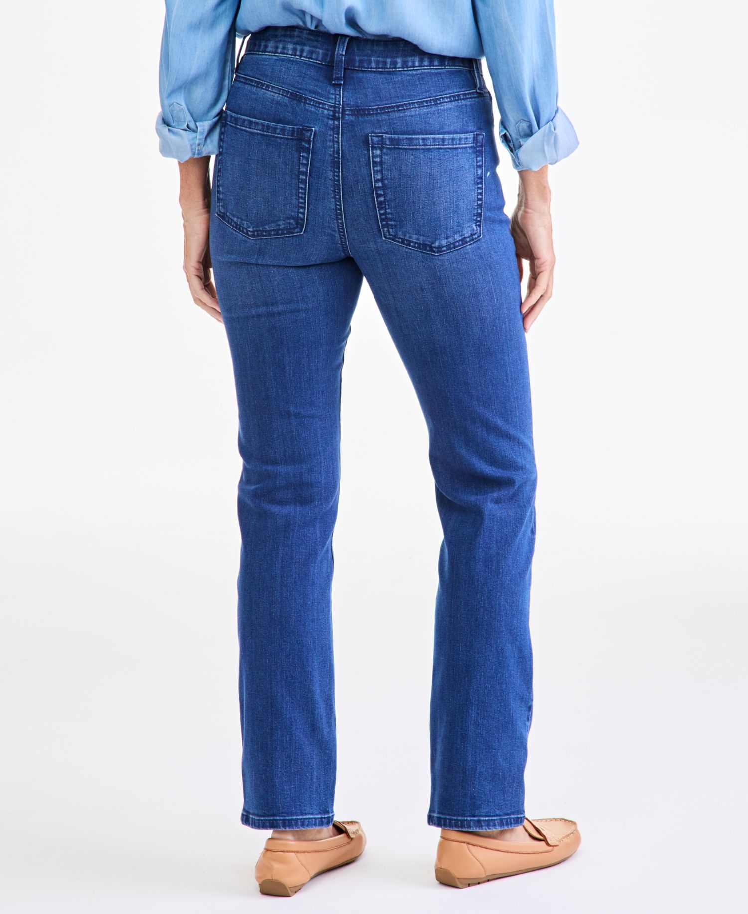 Petite High-Rise Straight-Leg Embroidered Jeans