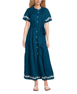 Women's Cotton Voile Button Front Maxi Dress