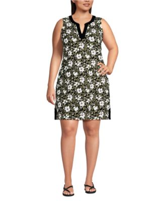 Plus Size Cotton Jersey Notch Neck Dress