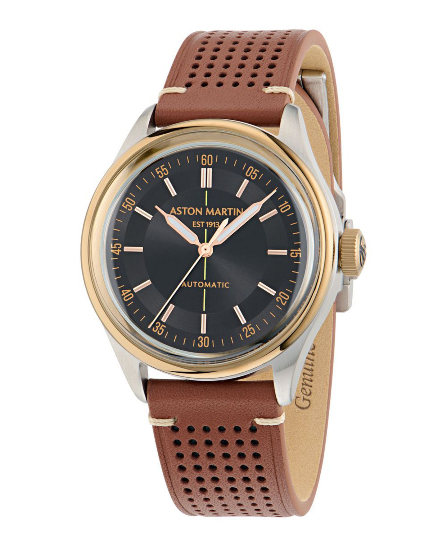 Мужские часы Aston Martin F1 Automatic Black Leather Strap Watch 39mm — фото 4