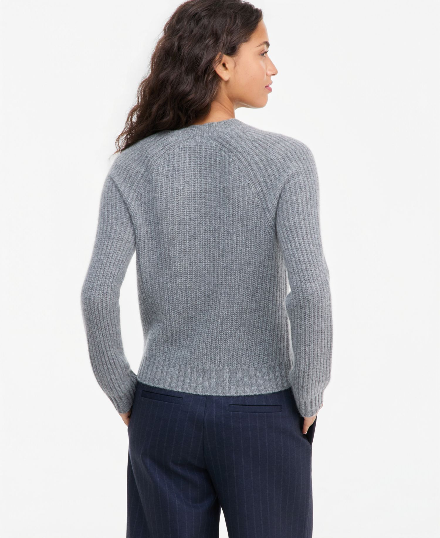 Plus Size 100% Cashmere Shaker Stitch Crewneck Sweater