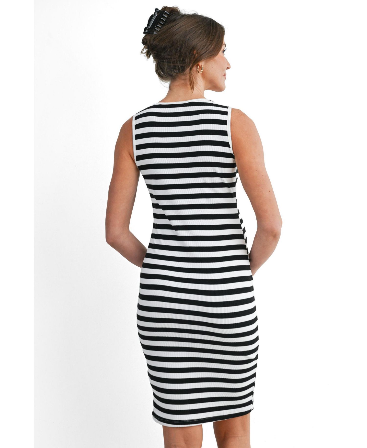 Women's Sleeveless Striped Bodycon Nursing Friendly Dress