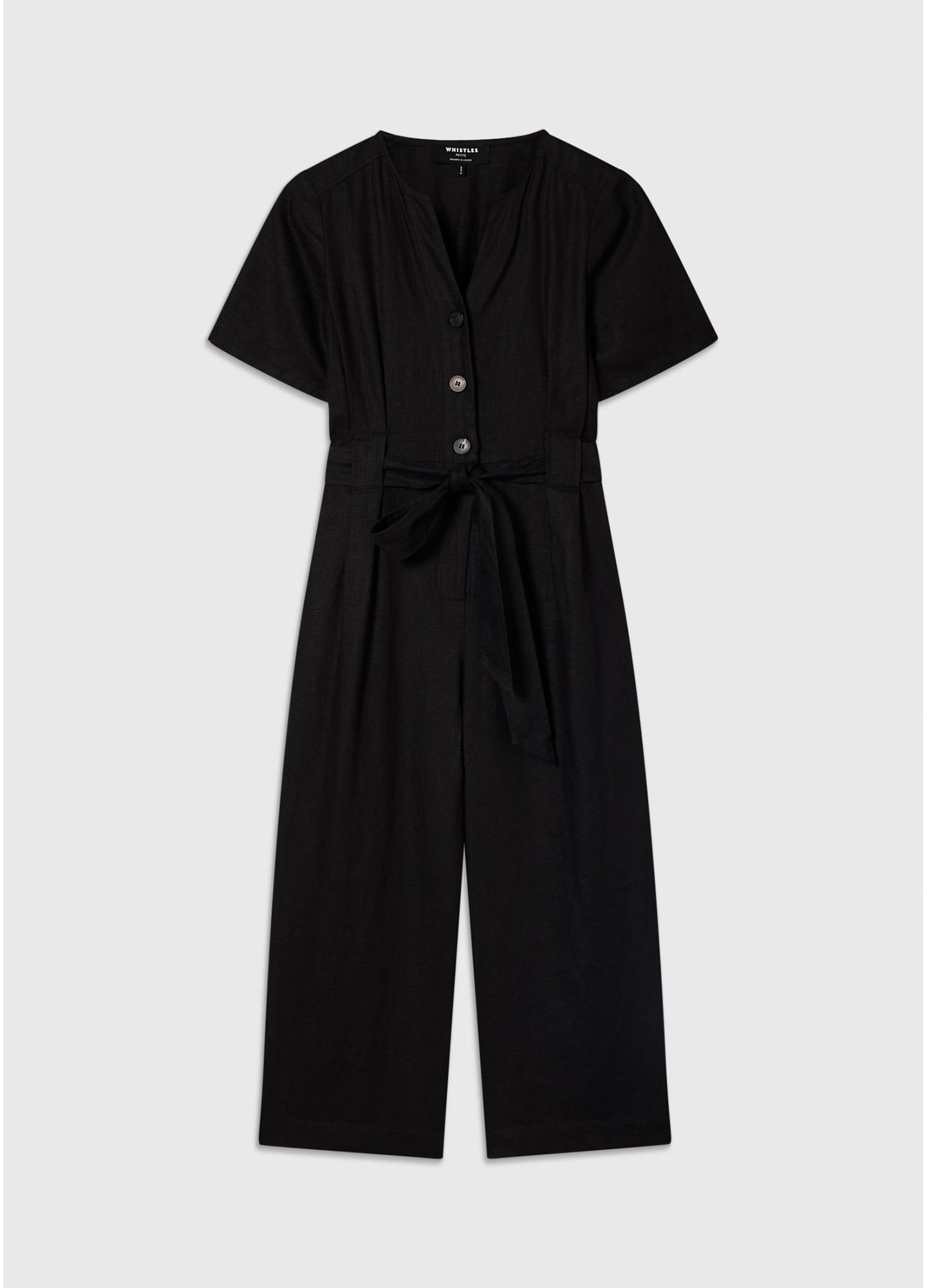 Женский комбинезон Whistles Fiona Linen Button Jumpsuit, цвет: Чёрный — фото 4