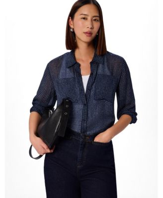 Women's Grid Print Sheer Shirt
