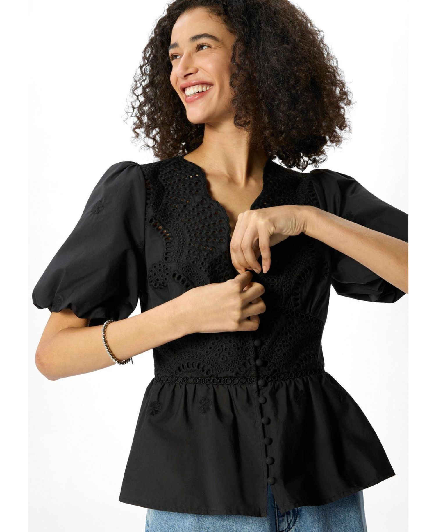 Women's Cotton V-Neck Blouse