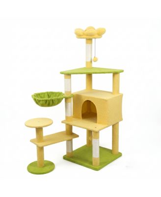 flower cat tree with large condo removable flower cushion and hammock