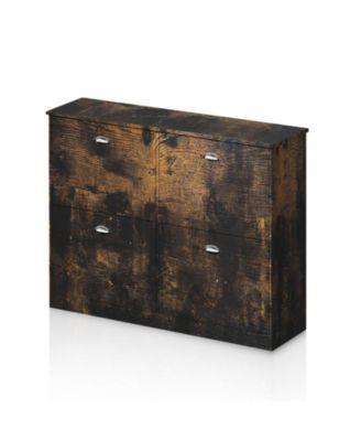 Storage Cabinet with Anti-Tipping Device Flip-Top Shoe Cabinet with Adjustable Layer