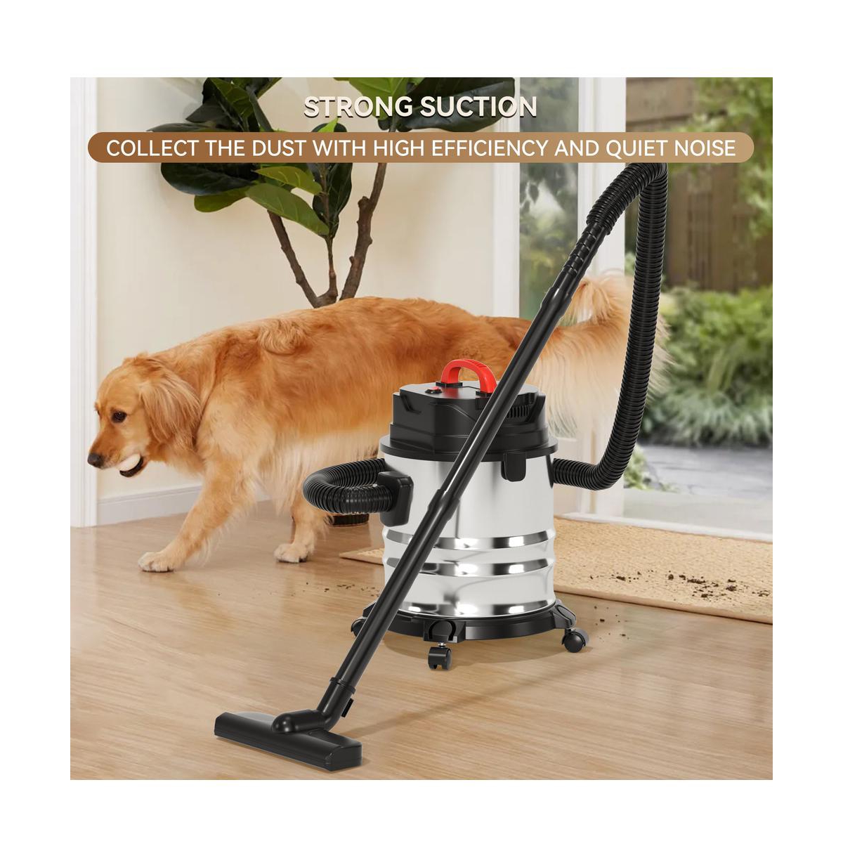 Topteng 1800W Wet Dry Vacuum with Blower – 4.8 Gal Stainless Steel Tank & 18KPA Suction