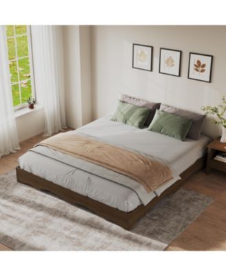 Minimalist Wave Edge Wood Platform Bed Frame - Sturdy and Noise-Free, Easy Assembly, No Box Spring, Low Profile
