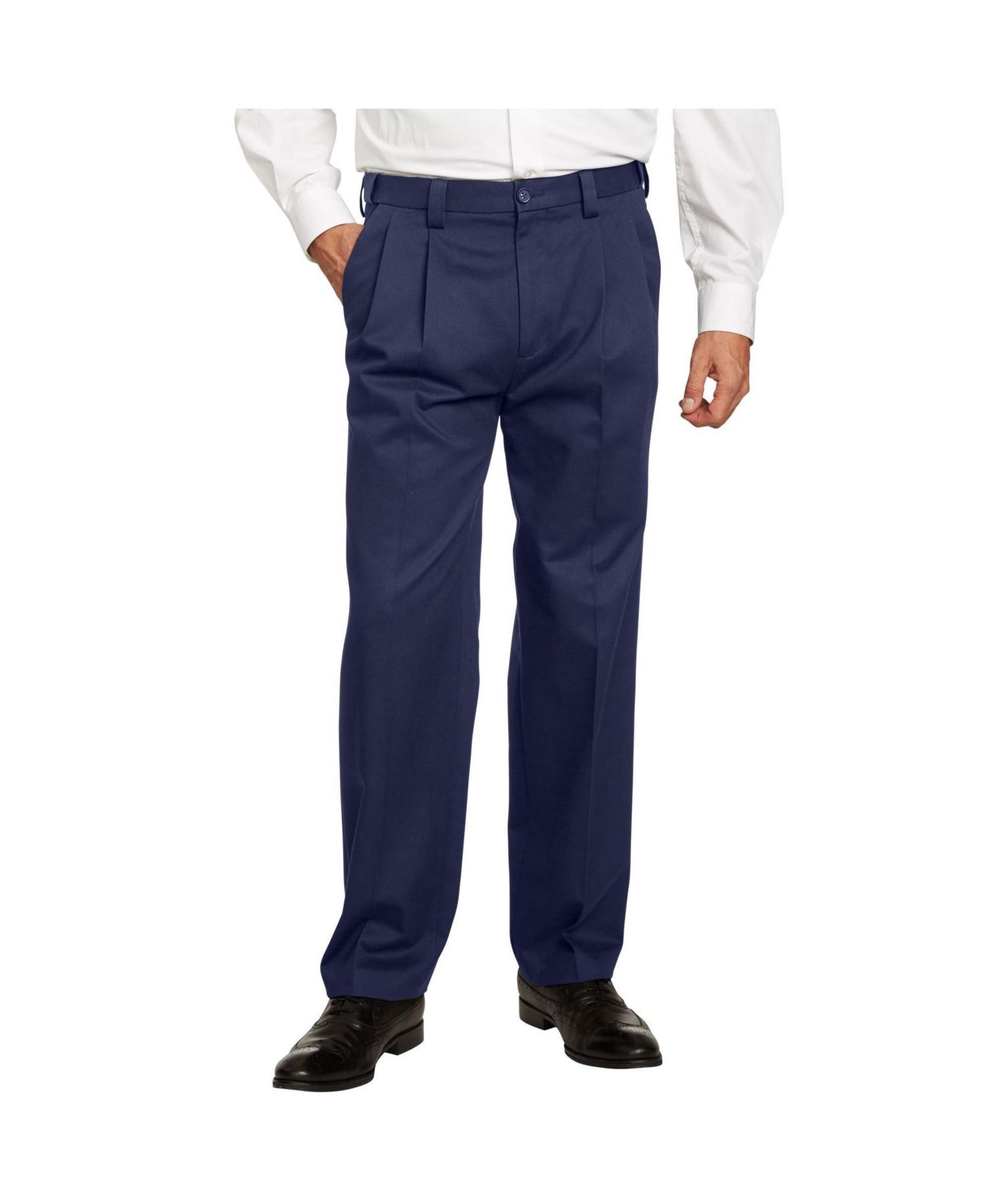 Men's Classic Fit Wrinkle-Free Expandable Waist Pleat Front Pants