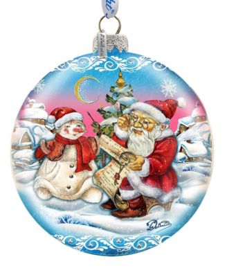 Limited Edition Oversized  Retro Santa List Ball Glass Ornament